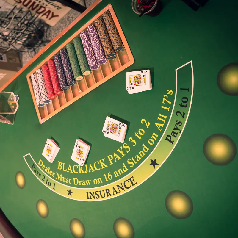 Lucky Deal Casino Parties with Double E Ranch & Venue Blackjack Table.